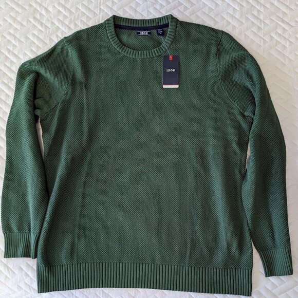 IZOD Textured Crew Neck Sweater in CIlantro Green Men's XL  - New With Tags - Picture 6 of 7